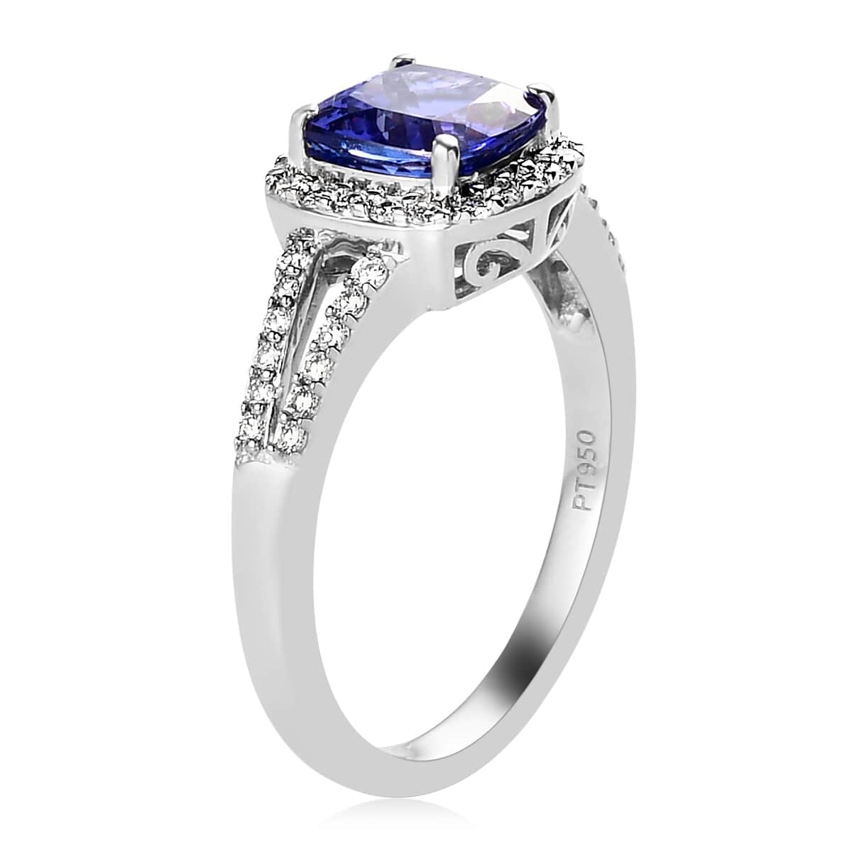 SUMMER DEALS RHAPSODY 950 Platinum AAAA Tanzanite and E-F VS Diamond Ring (Size 7.0) 5.35 Grams 2.15 ctw image number 3