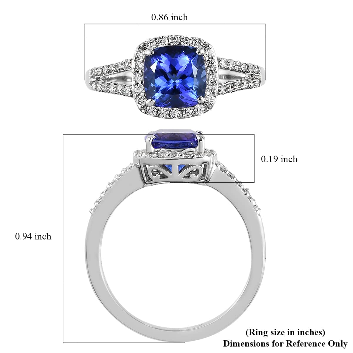 SUMMER DEALS RHAPSODY 950 Platinum AAAA Tanzanite and E-F VS Diamond Ring (Size 7.0) 5.35 Grams 2.15 ctw image number 5