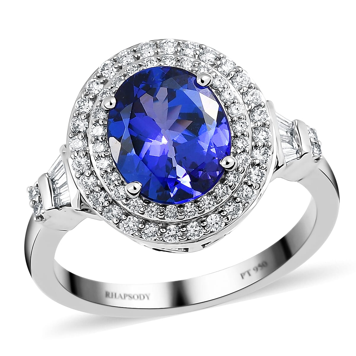 RHAPSODY 950 Platinum AAAA Tanzanite and E-F VS Diamond Ring 7 Grams 3.00 ctw image number 0