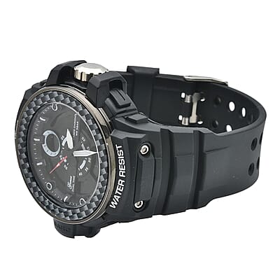 Genoa Miyota Japanese and Electronic Movement Multi Functional Watch with Black Strap (44.70mm) (7.5-9.0 Inch)