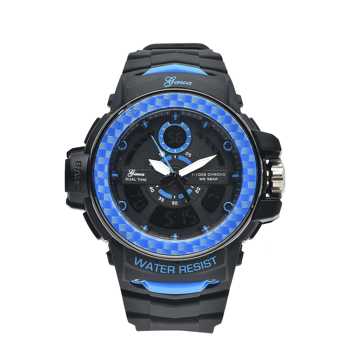 GENOA Miyota Japanese and Electronic Movement Multi Functional Watch with Black Strap (44.70mm) (7.5-9.0 Inch)