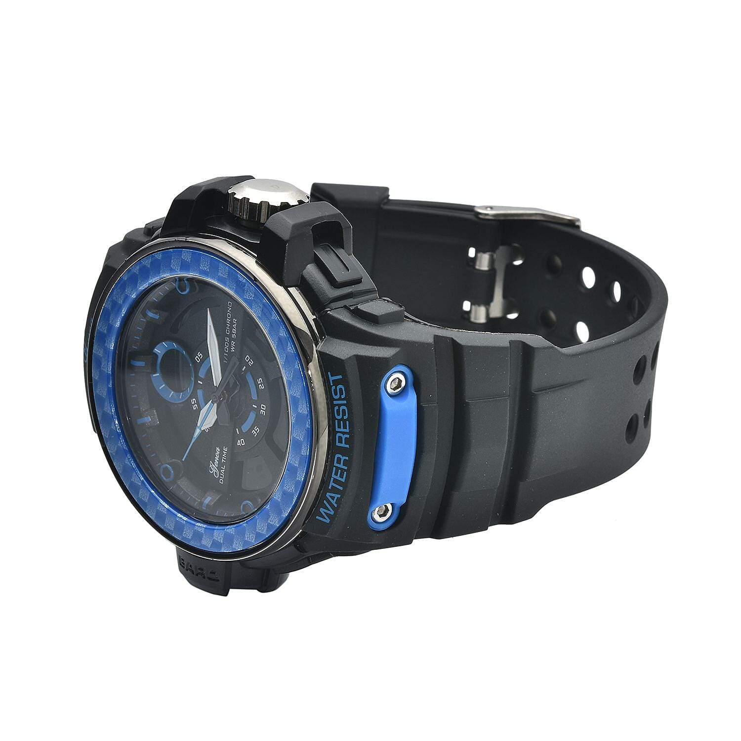 Genoa Miyota Japanese and Electronic Movement Multi Functional Watch with Black Strap (44.70mm) (7.5-9.0 Inch)