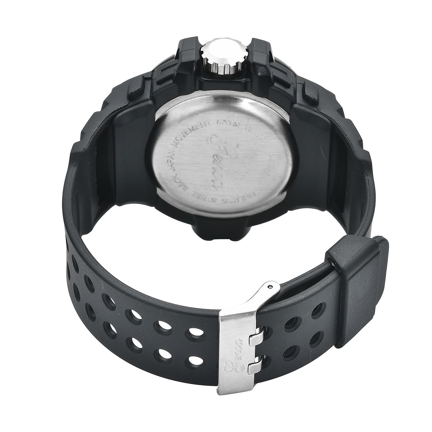 Genoa Miyota Japanese and Electronic Movement Multi Functional Watch with Black Strap (44.70mm) (7.5-9.0 Inch)