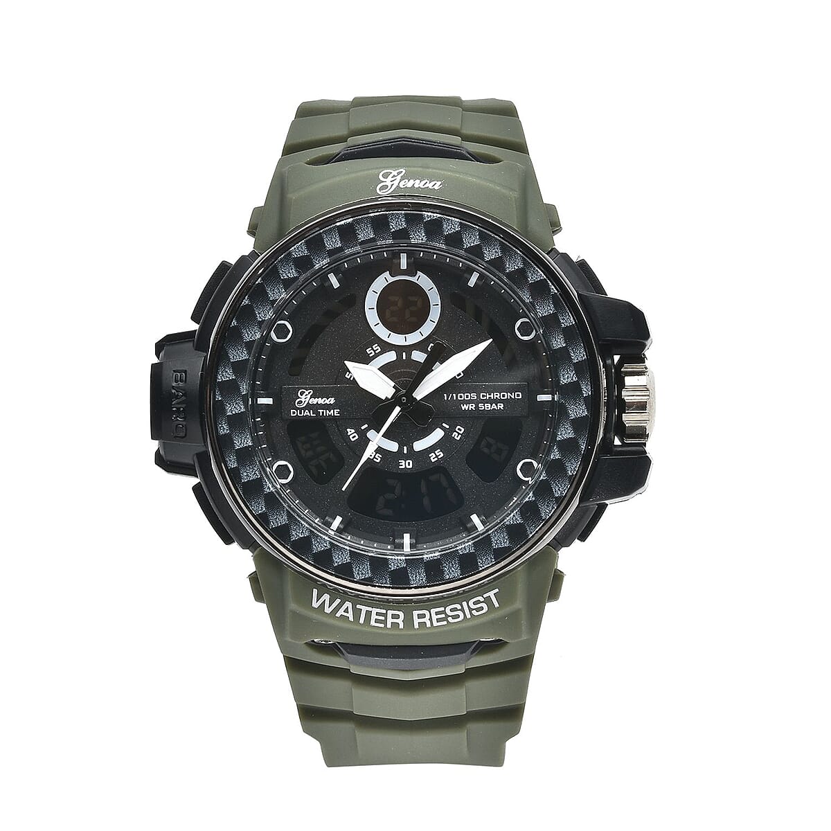 Genoa Miyota Japanese and Electronic Movement Multi Functional Watch with Army Green Strap (44.70mm) (7.5-9.0 Inch) image number 0