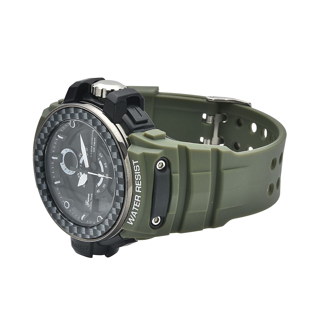 Genoa Miyota Japanese and Electronic Movement Multi Functional Watch with Army Green Strap (44.70mm) (7.5-9.0 Inch) image number 4