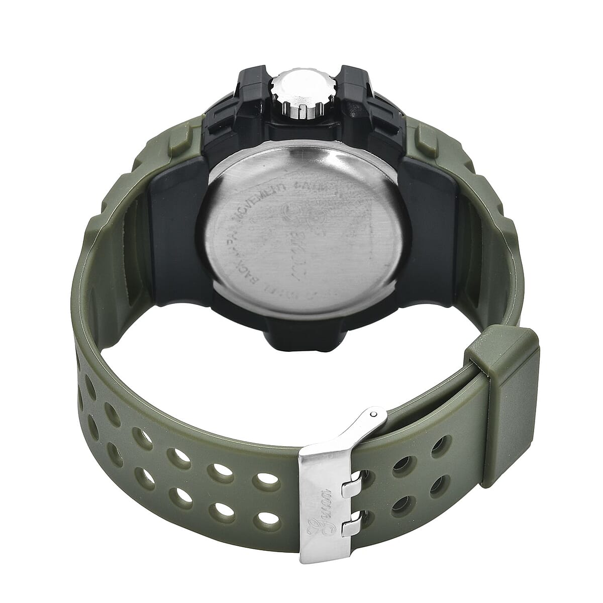 Genoa Miyota Japanese and Electronic Movement Multi Functional Watch with Army Green Strap (44.70mm) (7.5-9.0 Inch) image number 5