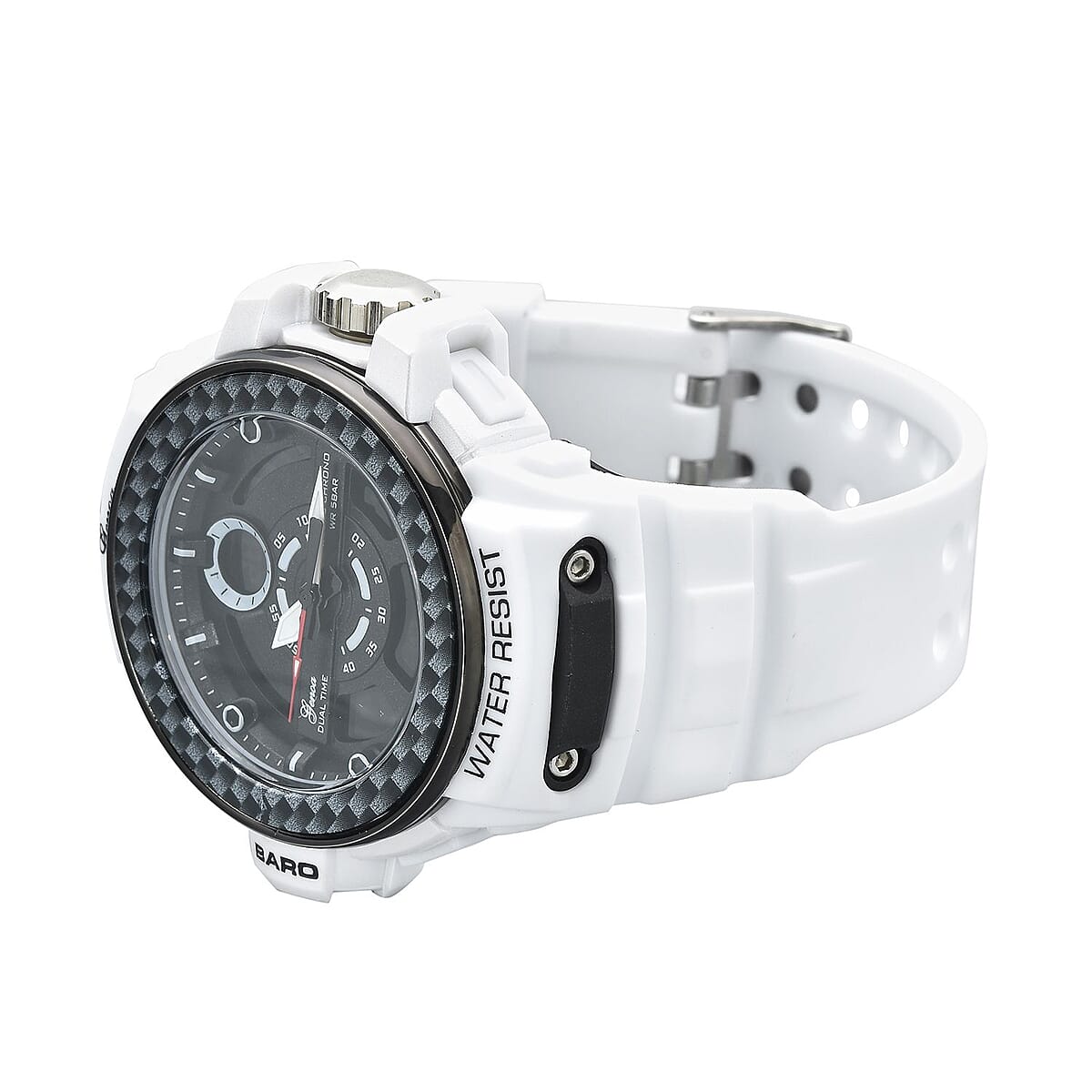 Genoa Miyota Japanese and Electronic Movement Multi Functional Watch with White Strap (44.70mm) (7.5-9.0 Inch) image number 4