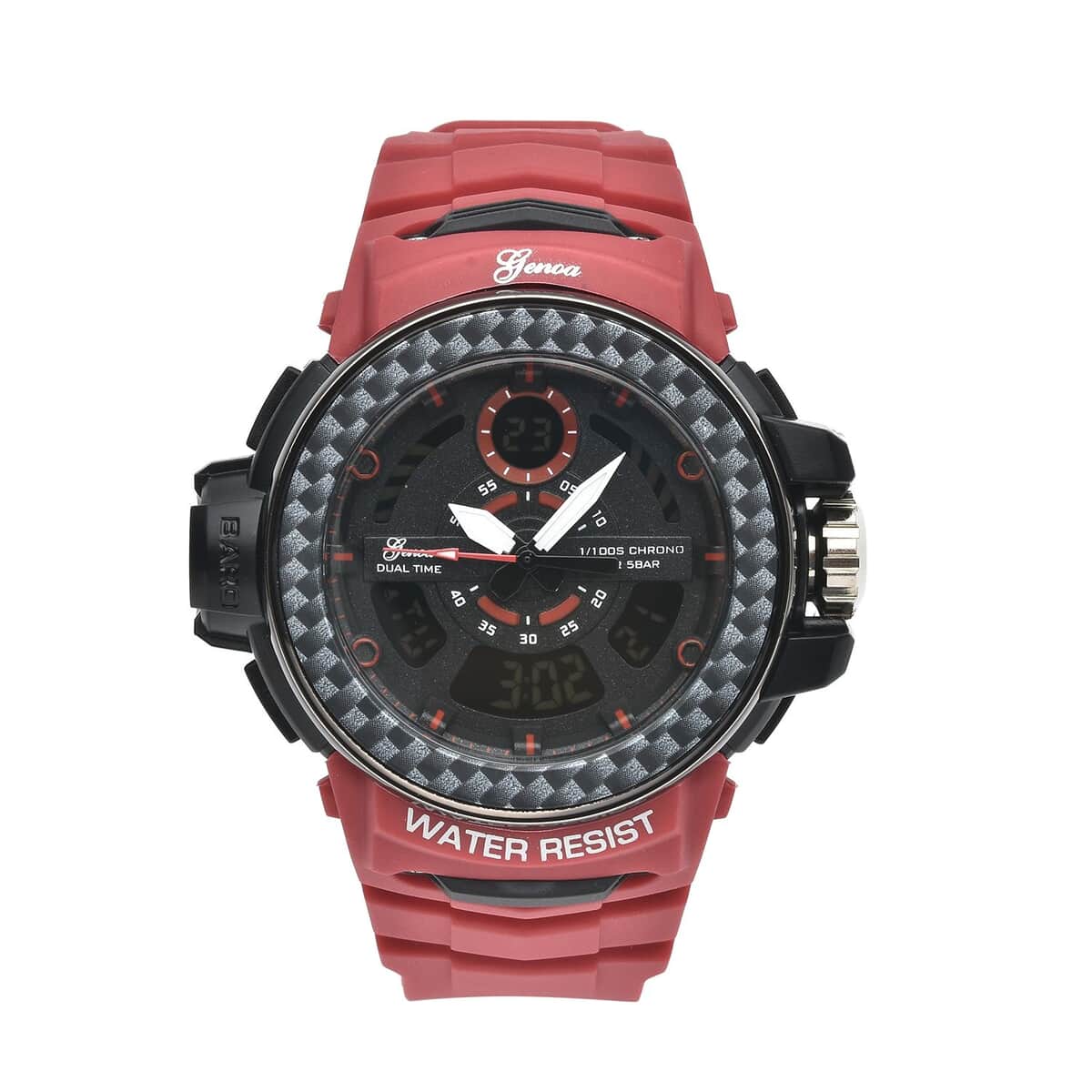 Genoa Miyota Japanese and Electronic Movement Multi Functional Watch with Red Strap (44.70mm) (7.5-9.0 Inch) image number 0