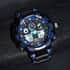 GENOA Japanese and Electronic Movement Watch with Black and Blue Silicone Strap image number 1
