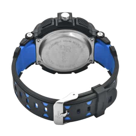 GENOA Japanese and Electronic Movement Watch with Black and Blue Silicone Strap image number 5