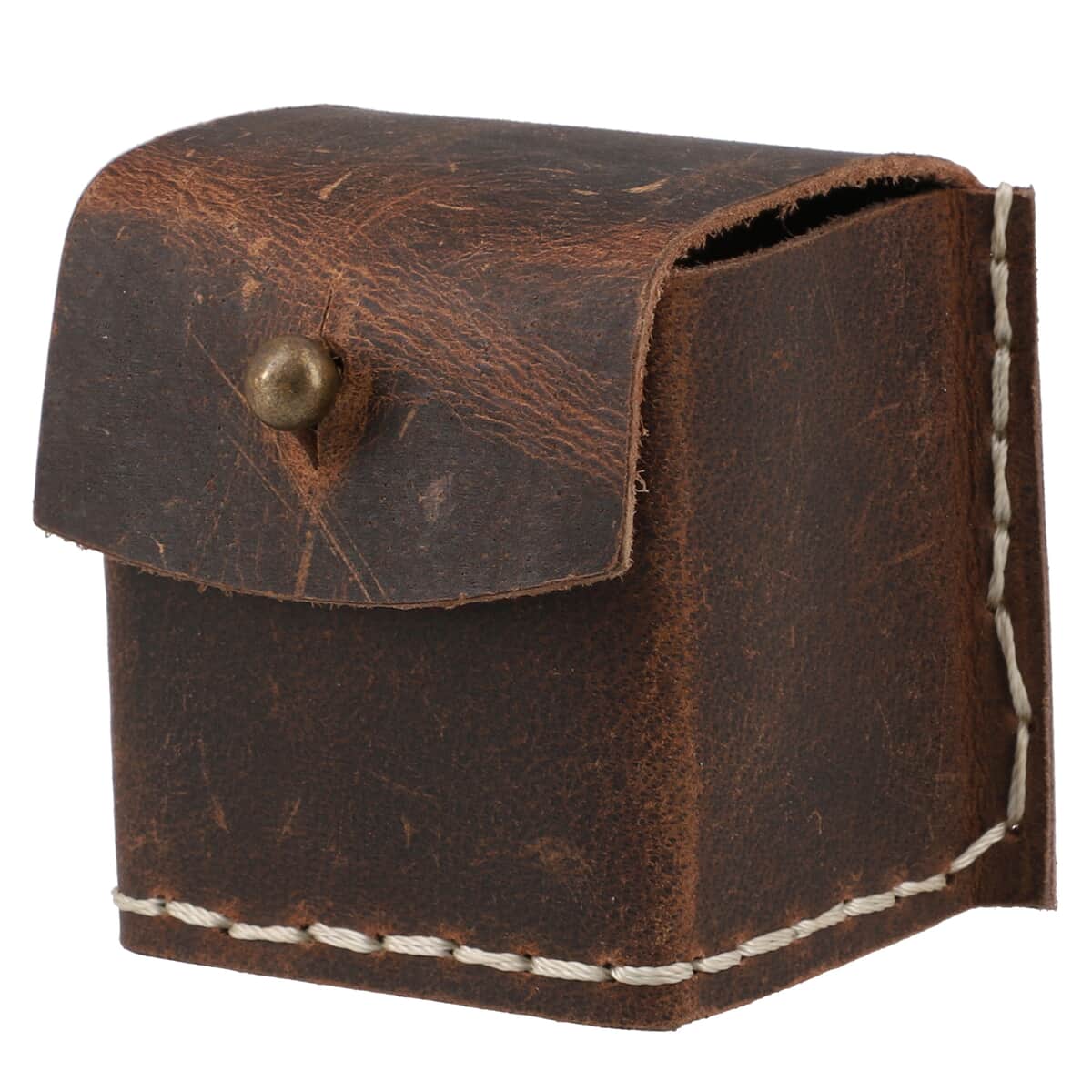 Dark Brown Genuine Oil Pull-Up Leather Ring Box image number 0