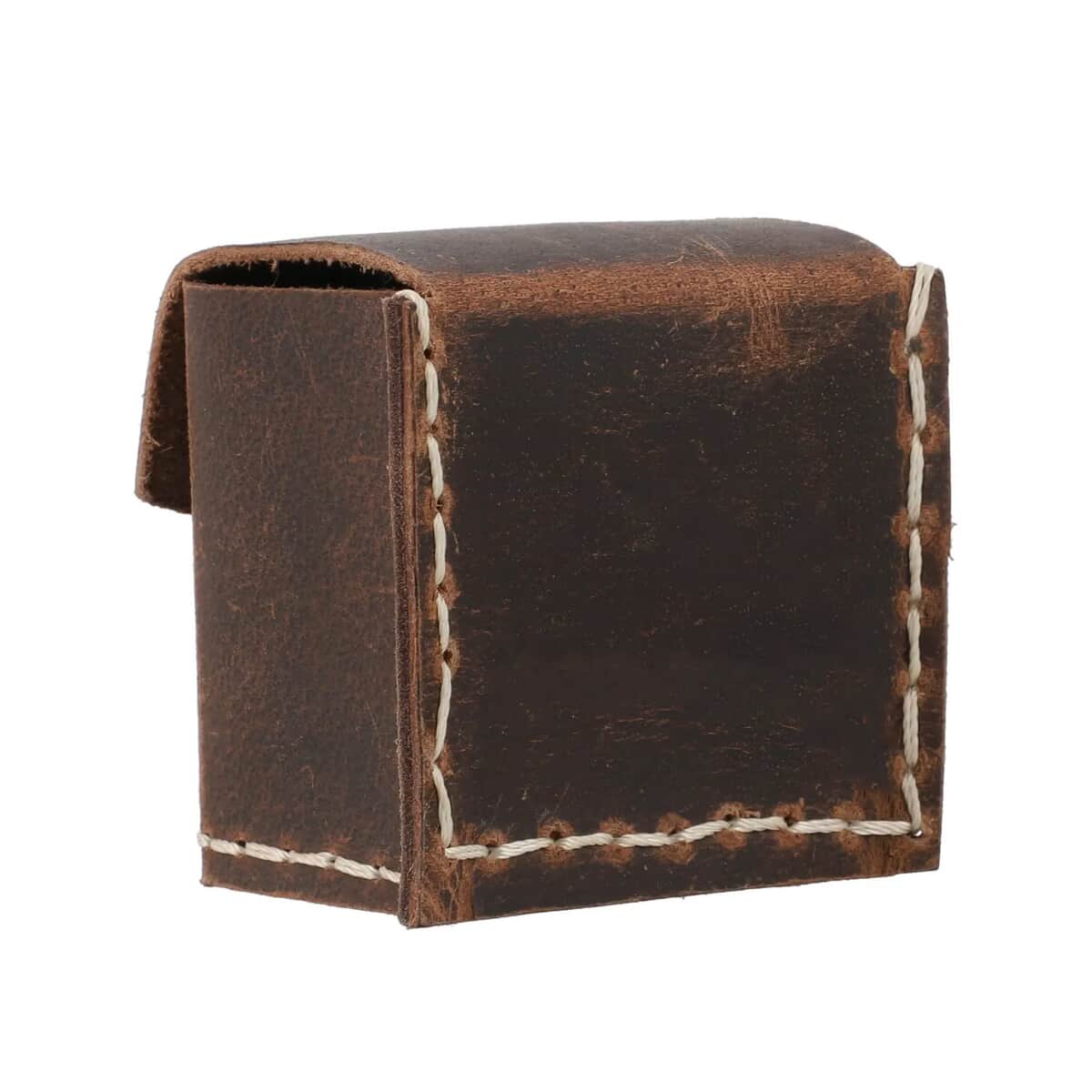 Dark Brown Genuine Oil Pull-Up Leather Ring Box image number 6