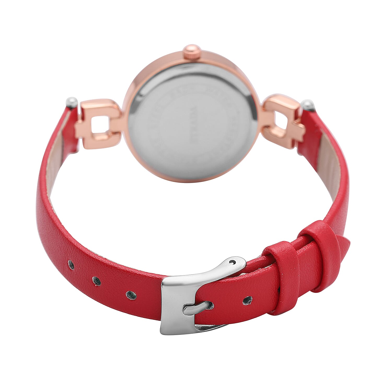 Strada Austrian Crystal Japanese Movement Watch with Red Faux Leather (27.1mm)