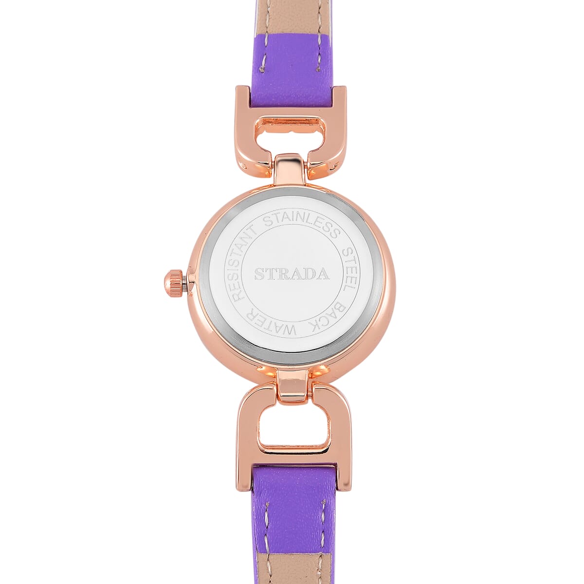 Strada Austrian Crystal Japanese Movement Watch with Purple Faux Leather (27.1mm) image number 5
