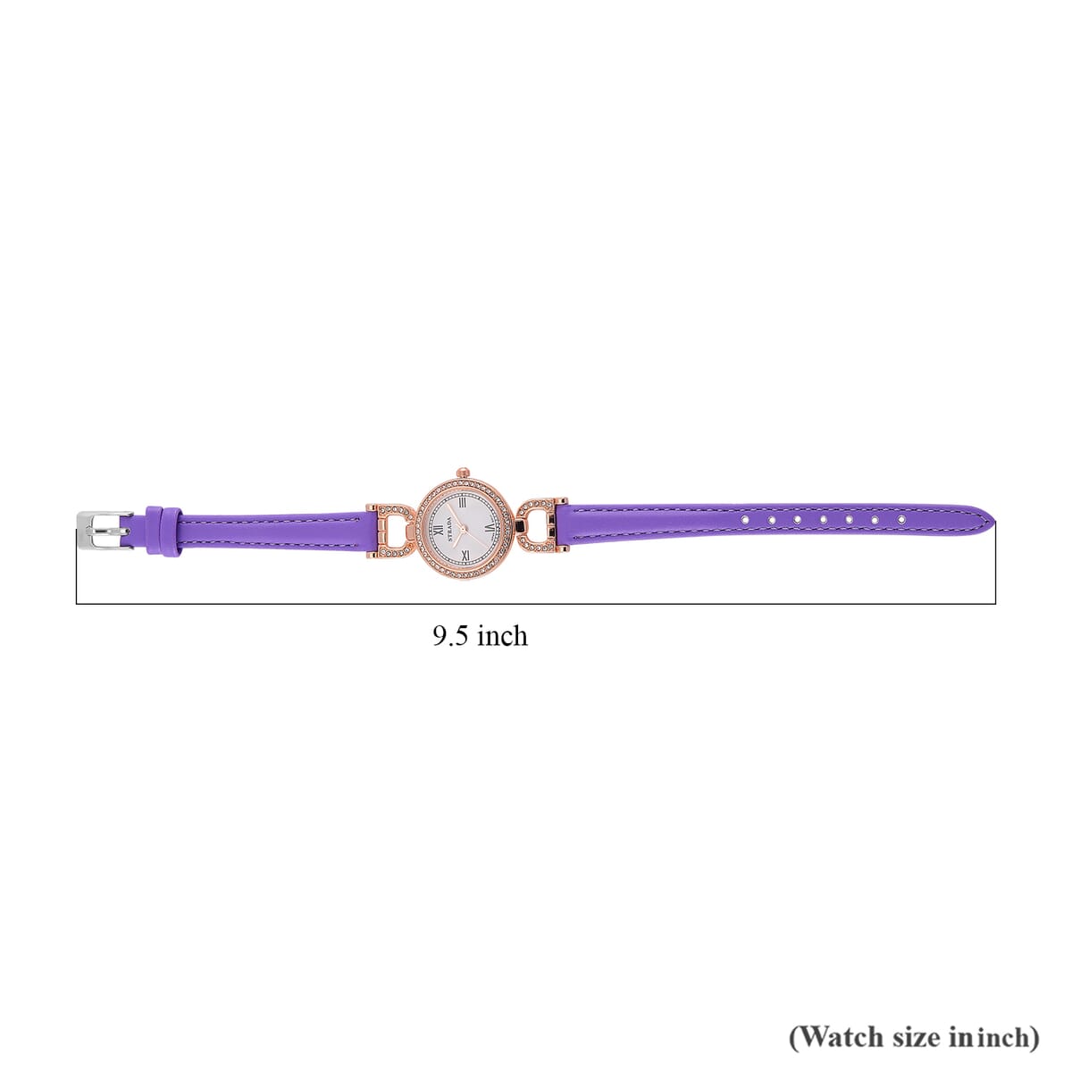 Strada Austrian Crystal Japanese Movement Watch with Purple Faux Leather (27.1mm) image number 6