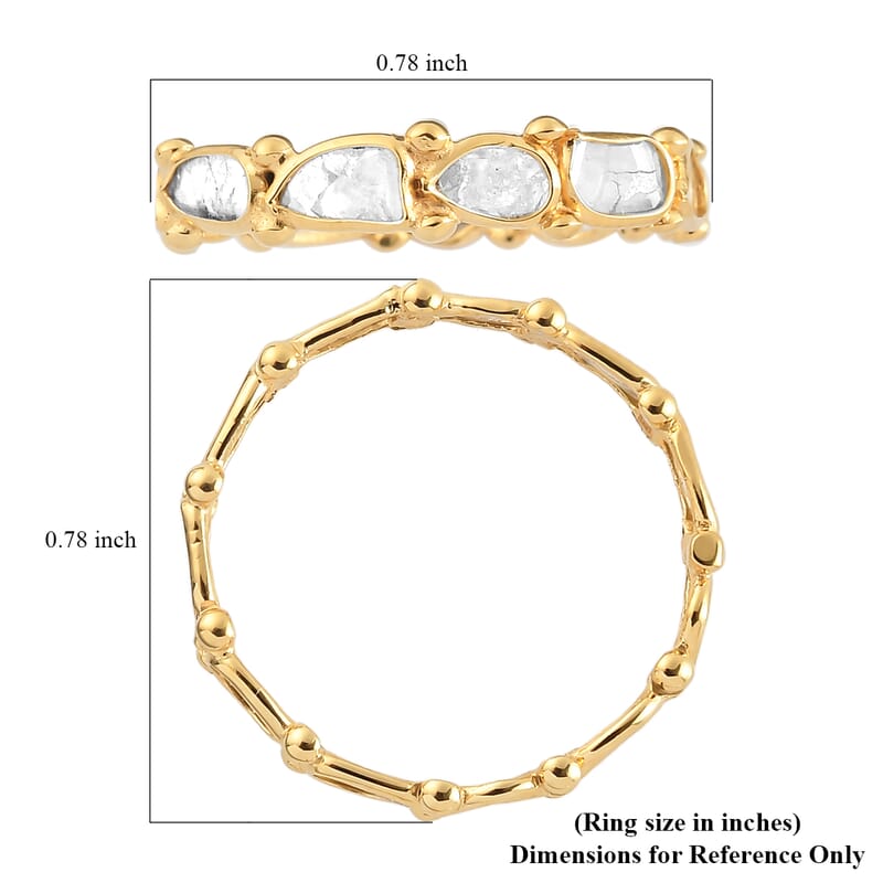 Artisan Crafted Polki Diamond Eternity Band Ring in 14K Yellow Gold Over Sterling Silver (Size 10.0) 1.00 ctw