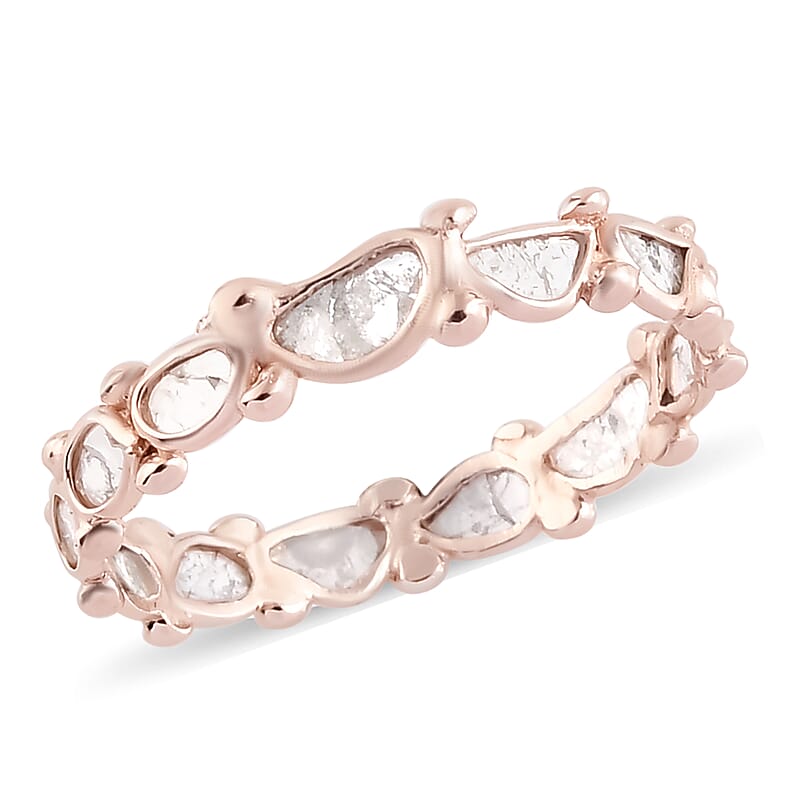 Artisan Crafted Polki Diamond Ring in Vermeil Rose Gold Over Sterling Silver (Size 6.0) 1.00 ctw