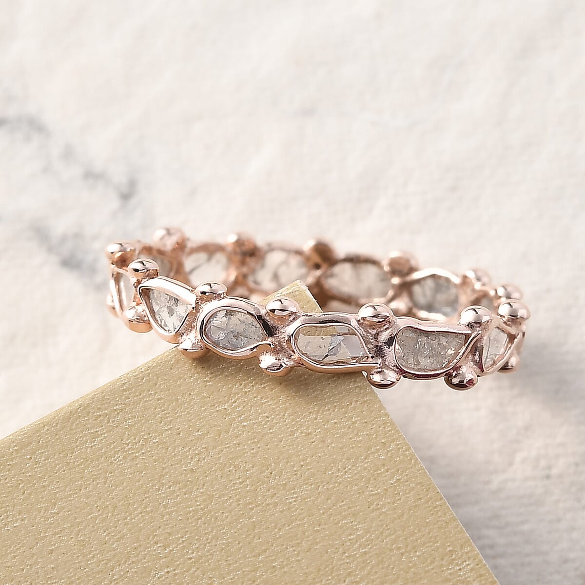 Artisan Crafted Polki Diamond Ring in Vermeil Rose Gold Over Sterling Silver (Size 6.0) 1.00 ctw image number 1