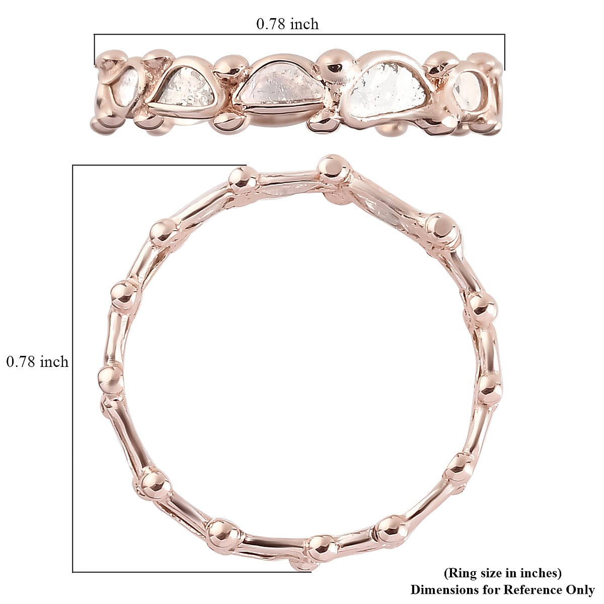 Artisan Crafted Polki Diamond Ring in Vermeil Rose Gold Over Sterling Silver (Size 6.0) 1.00 ctw image number 5