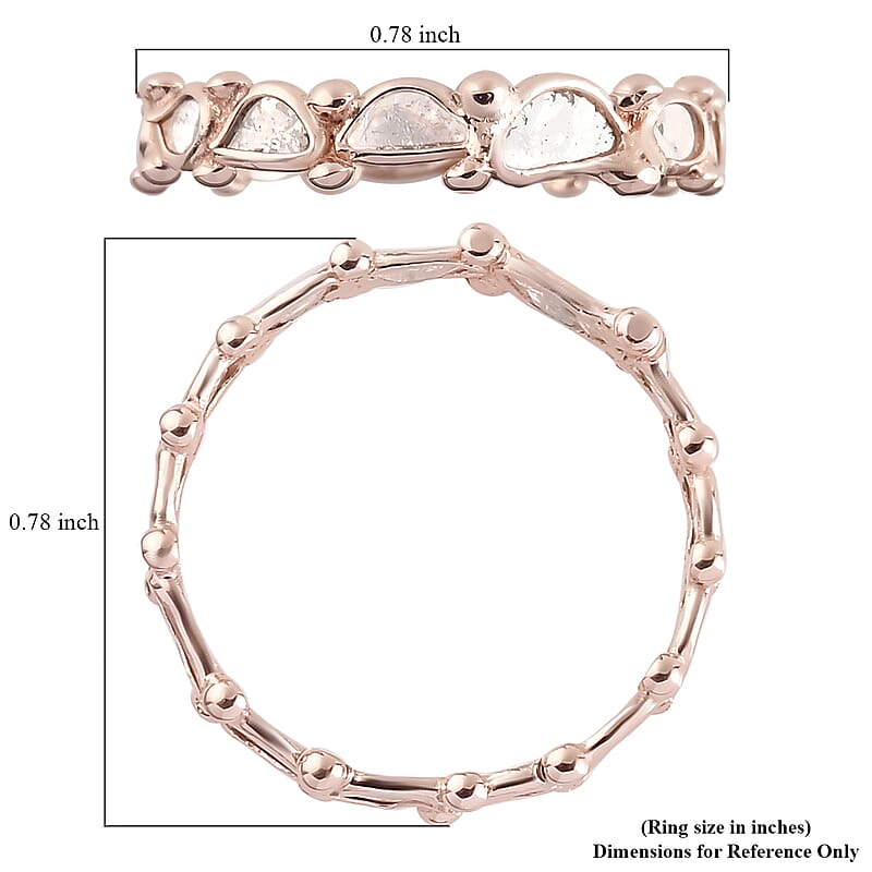 Artisan Crafted Polki Diamond Ring in Vermeil Rose Gold Over Sterling Silver (Size 6.0) 1.00 ctw