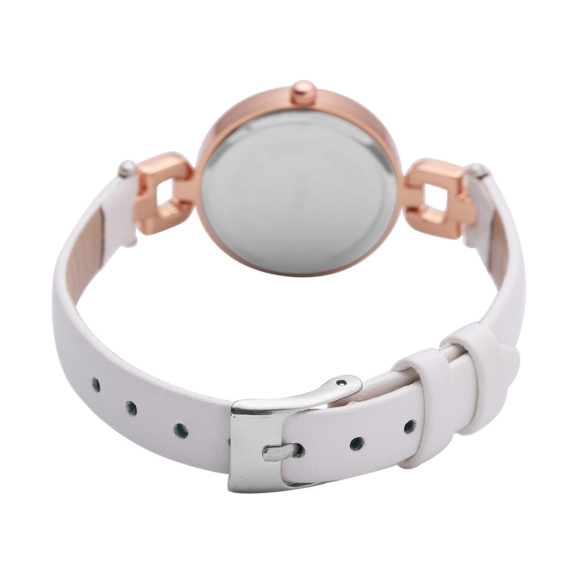 Strada Austrian Crystal Japanese Movement Watch with White Faux Leather (27.1mm) image number 5