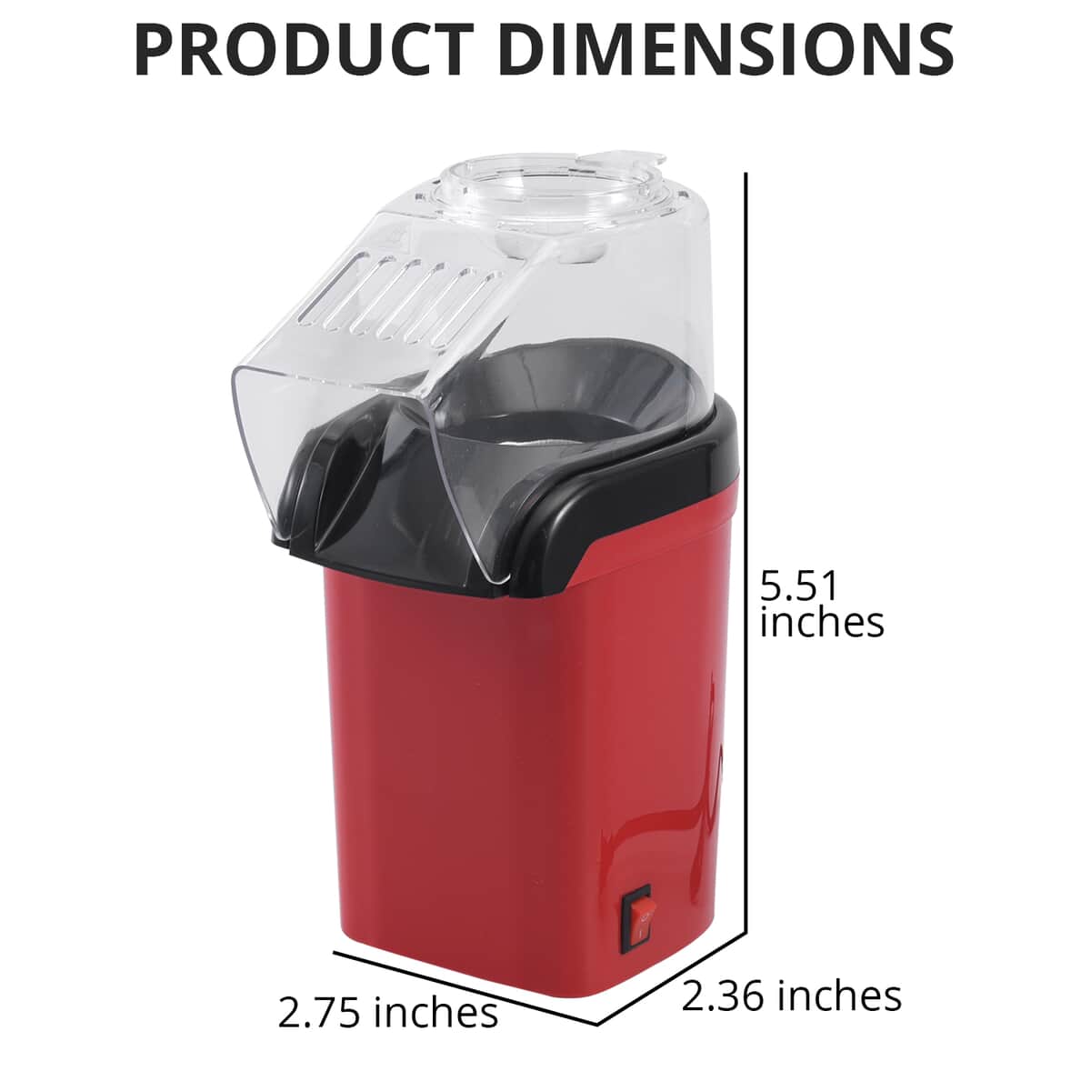 Red Hot Air Popcorn Popper Machine (4.5"x6.49"x102") image number 3