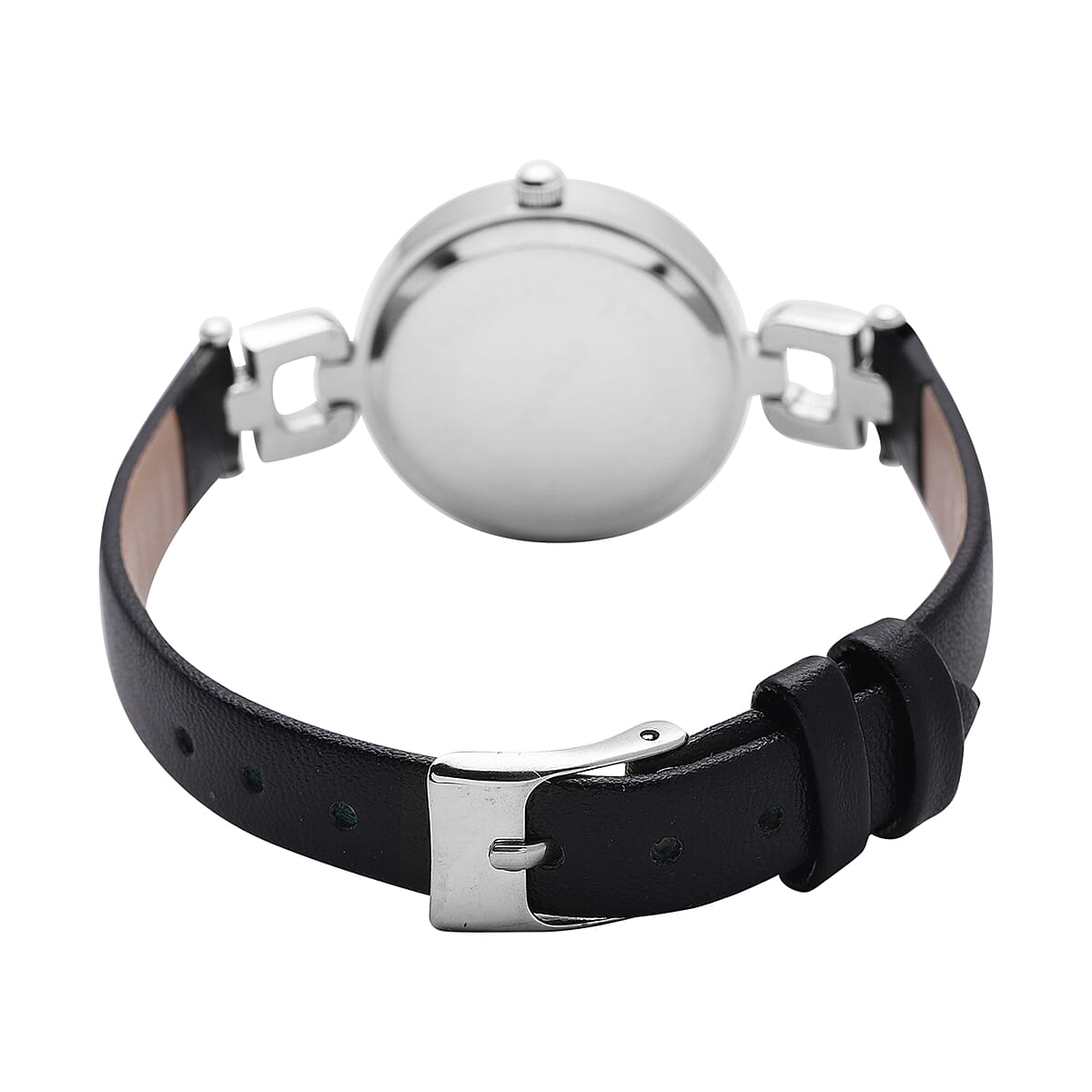 Strada Austrian Crystal Japanese Movement Watch with Black Faux Leather (27.1mm) image number 6