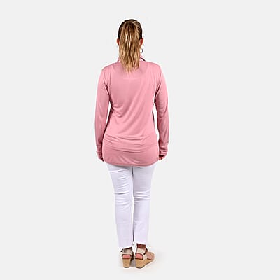 Tamsy Pink Color Woven Top - L