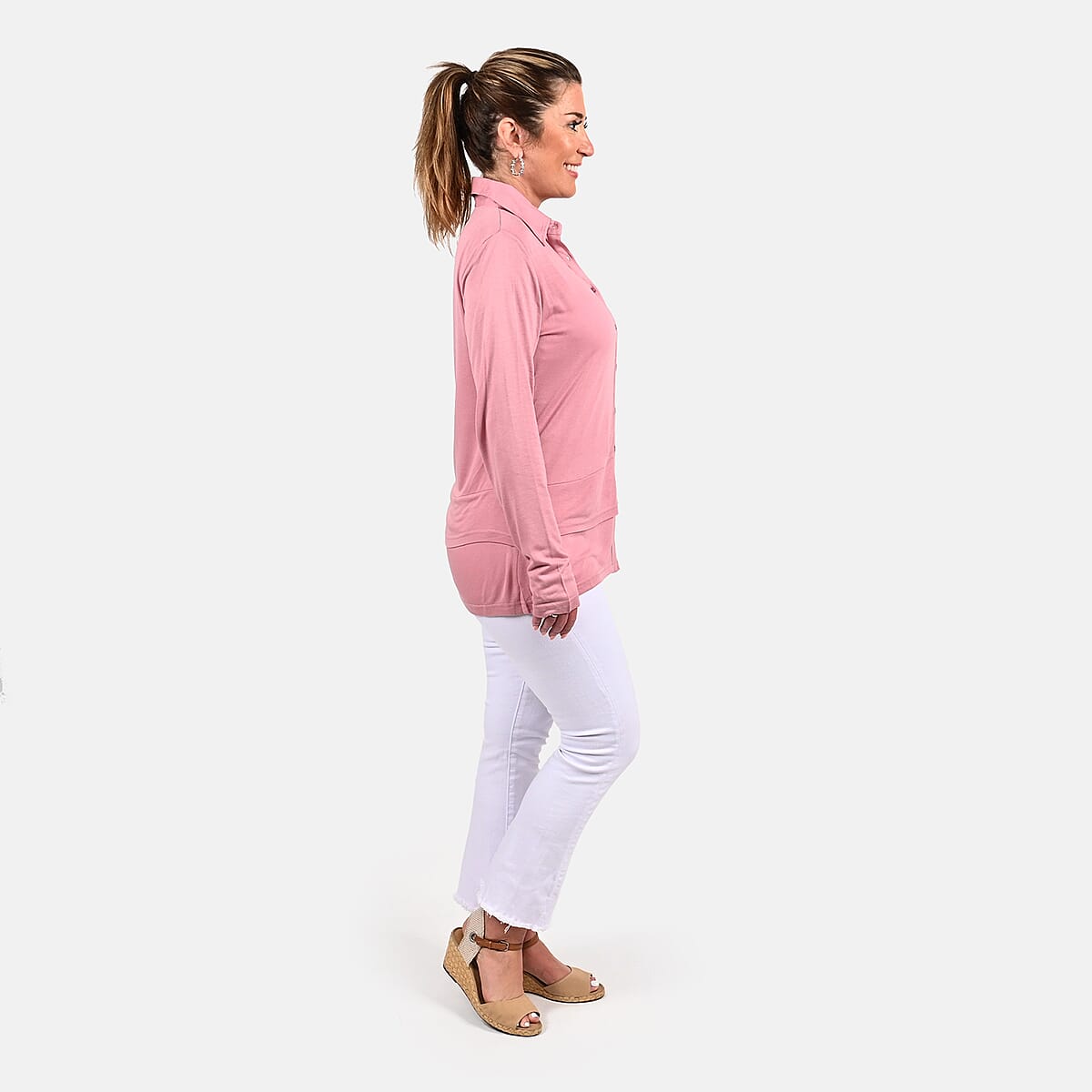 Tamsy Pink Color Woven Top - S image number 2