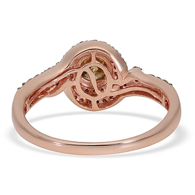 Natural Champagne Diamond Ring in Vermeil Rose Gold Over Sterling Silver (Size 10.0) 1.00 ctw