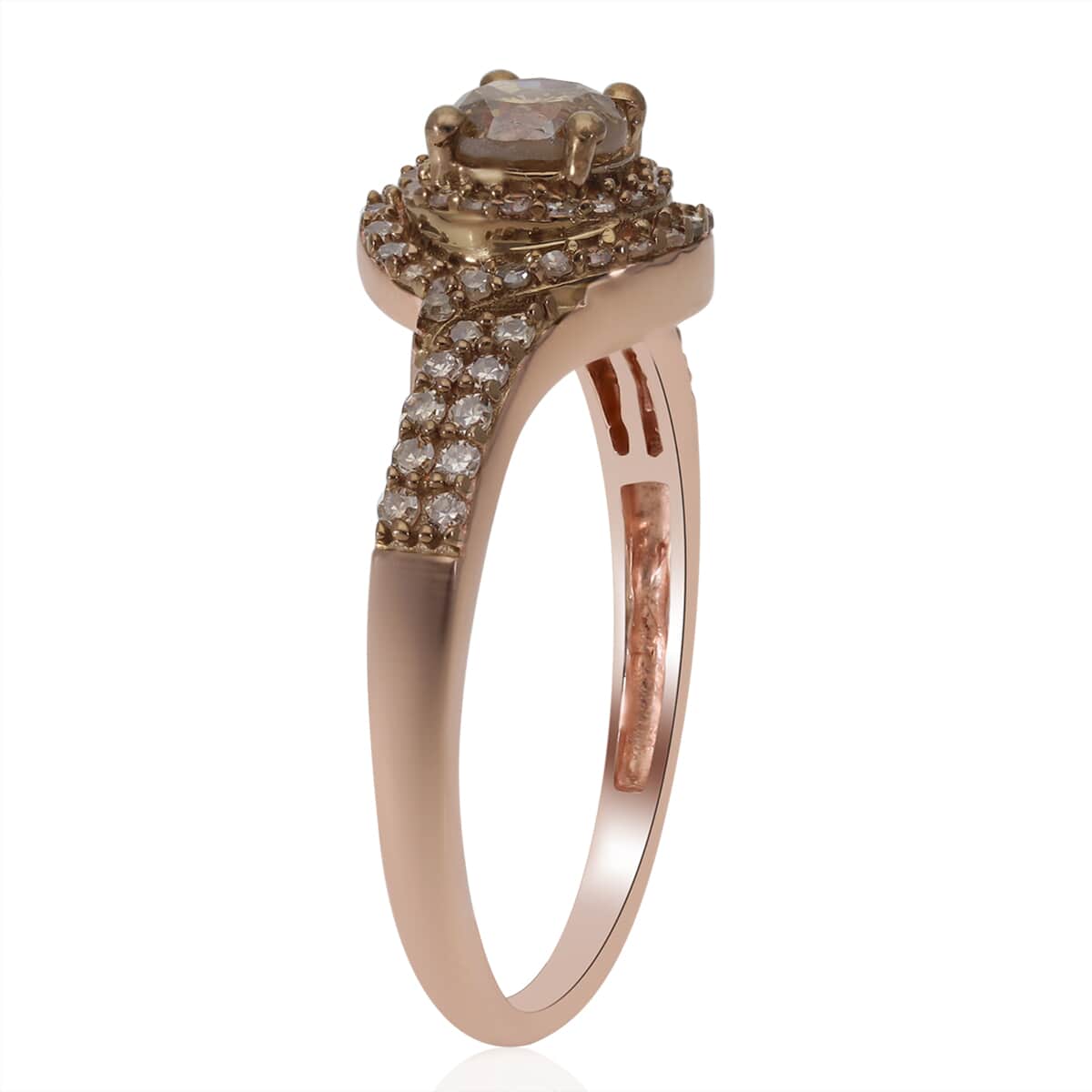 Natural Champagne Diamond Ring in Vermeil Rose Gold Over Sterling Silver (Size 6.0) 1.00 ctw image number 3