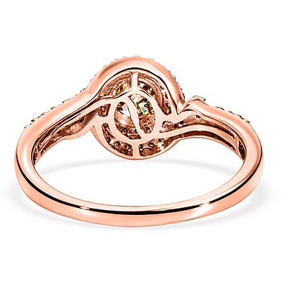 Natural Champagne Diamond 1.00 ctw Ring in Vermeil Rose Gold Over Sterling Silver (Size 6.0)