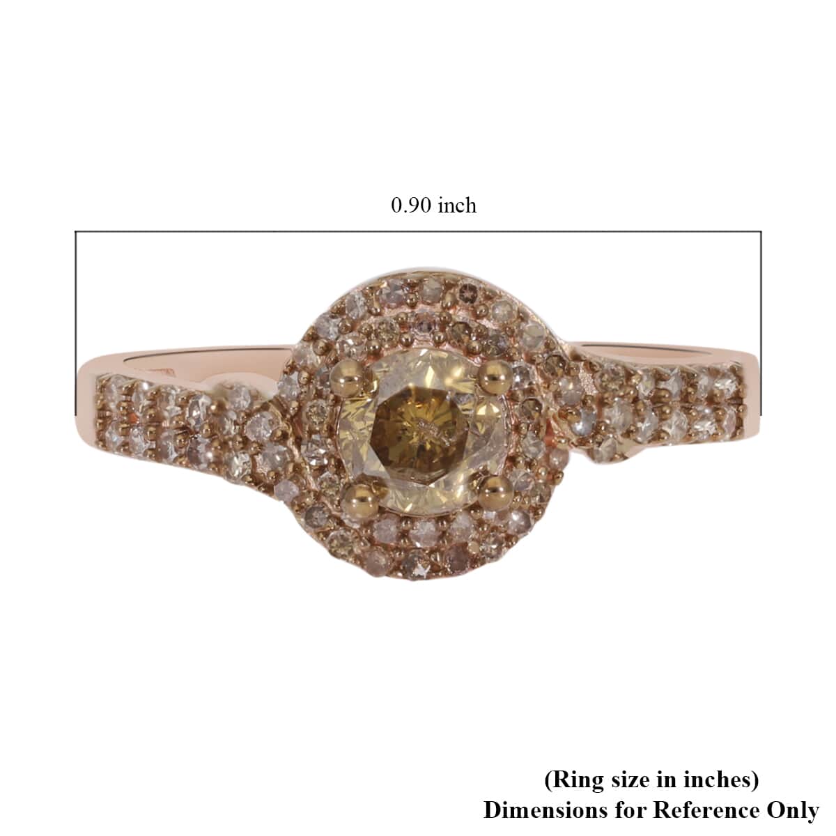 Natural Champagne Diamond Ring in Vermeil Rose Gold Over Sterling Silver (Size 6.0) 1.00 ctw image number 5
