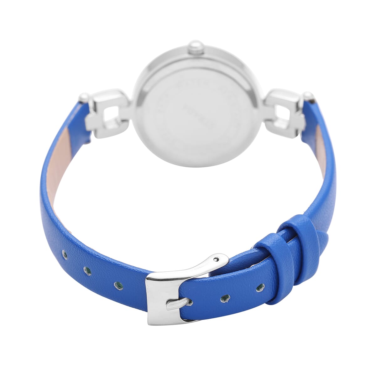 Strada Austrian Crystal Japanese Movement Watch with Blue Faux Leather image number 5