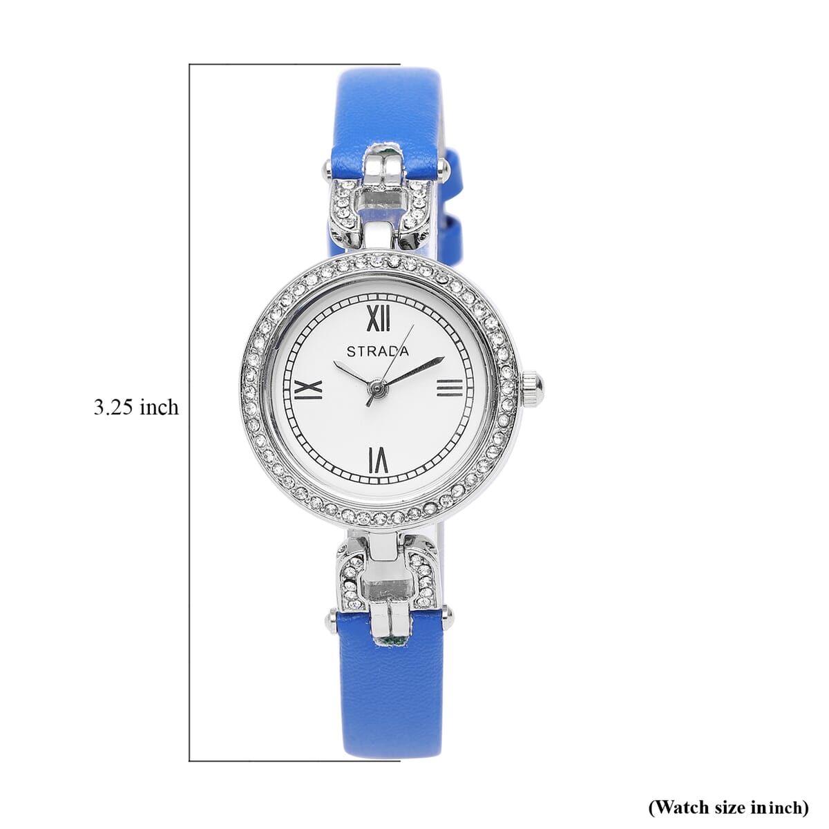 Strada Austrian Crystal Japanese Movement Watch with Blue Faux Leather image number 6