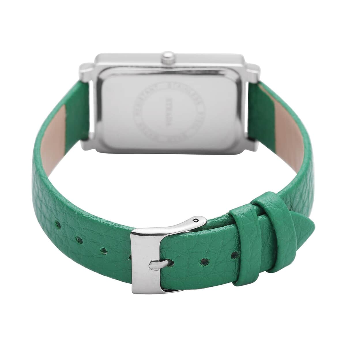 Strada Japanese Movement White Austrian Crystal Watch with Green Color Faux Leather Strap (35 mm) (6.75-8.25 Inches) image number 5