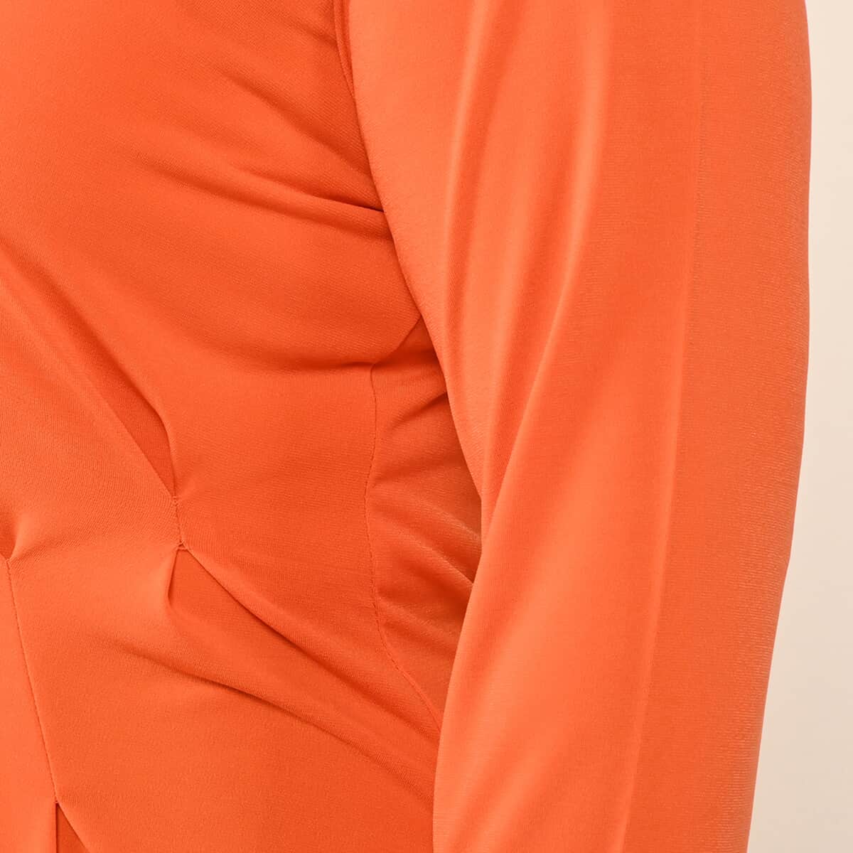 Tamsy Orange Long Sleeve Asymmetrical Blouse - M image number 3