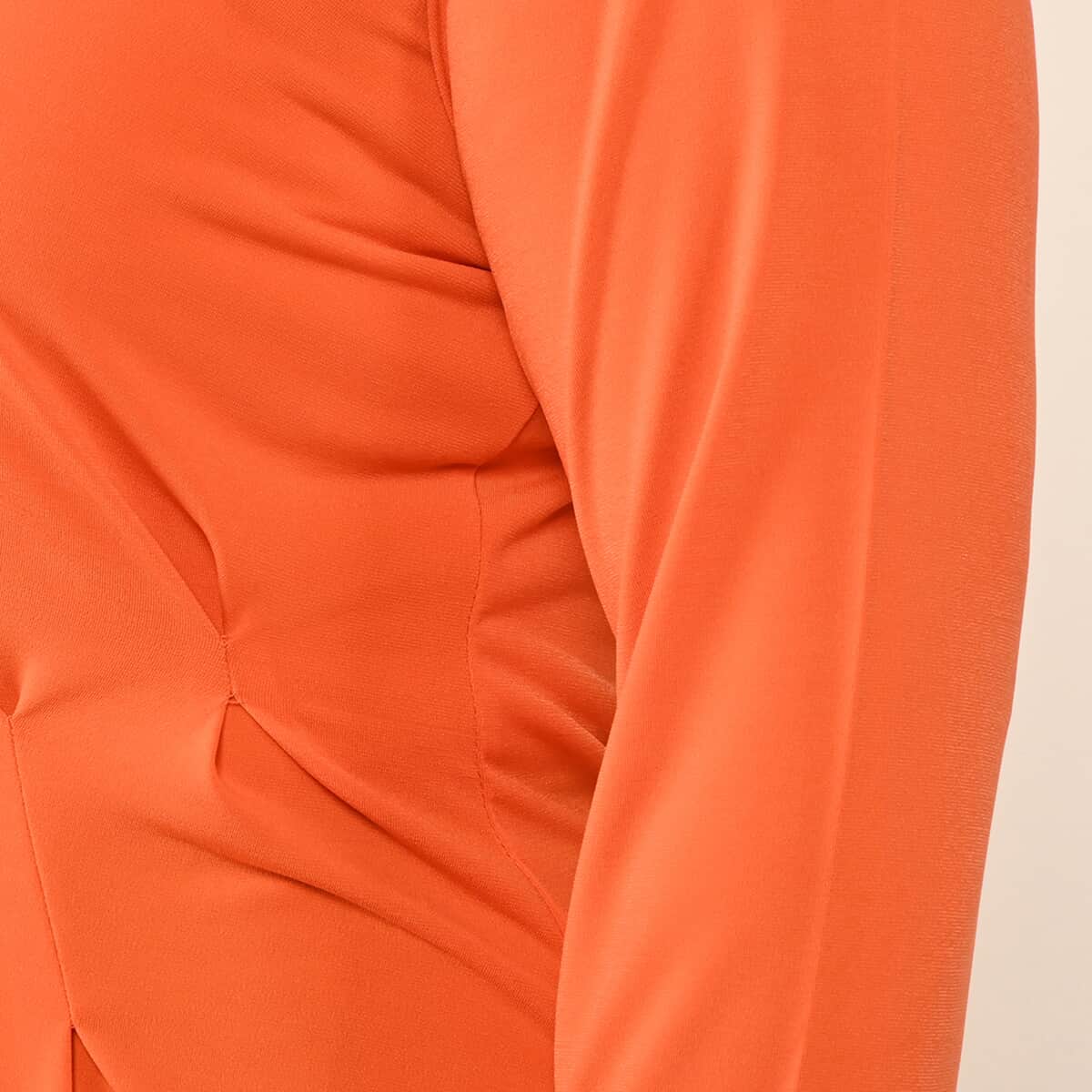 Tamsy Orange Long Sleeve Asymmetrical Blouse - S image number 3