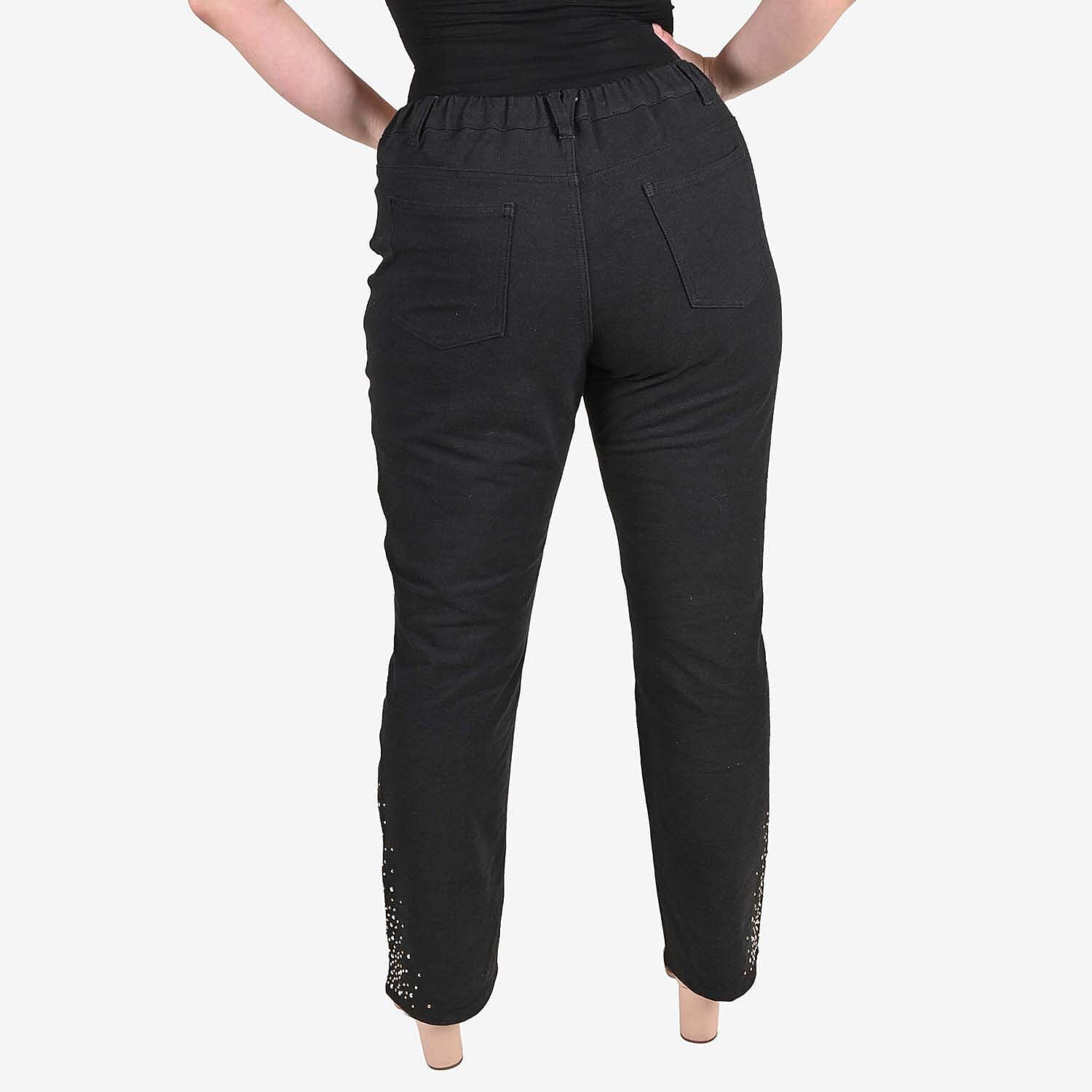 Tamsy Black Pants with Sparkle Detail - L