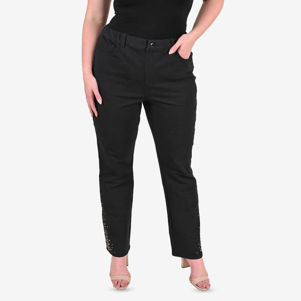 Tamsy Black Pants with Sparkle Detail - L image number 2