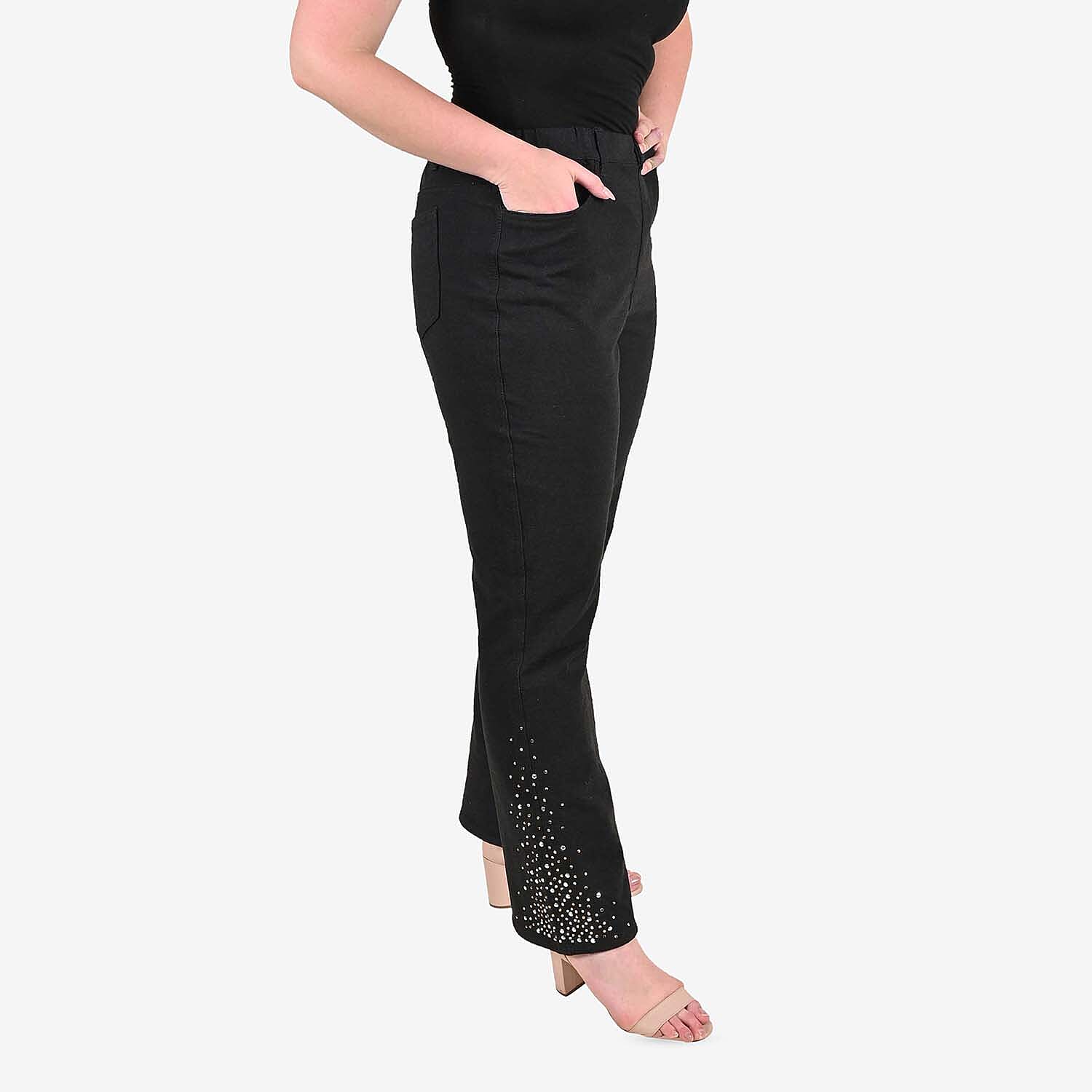 Tamsy Black Pants with Sparkle Detail - L