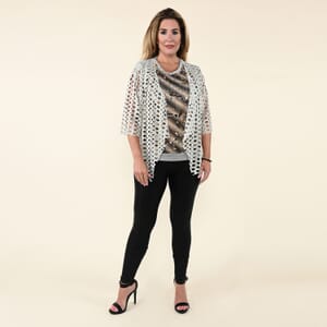 Tamsy Gray Tank Top with Gold Sequins and Cut Out Jacket Set - M