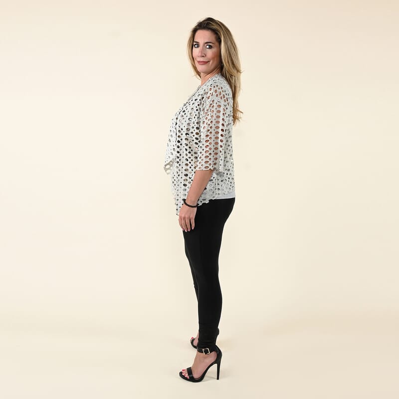Tamsy Gray Tank Top with Gold Sequins and Cut Out Jacket Set - M