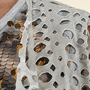 Tamsy Gray Tank Top with Gold Sequins and Cut Out Jacket Set - S