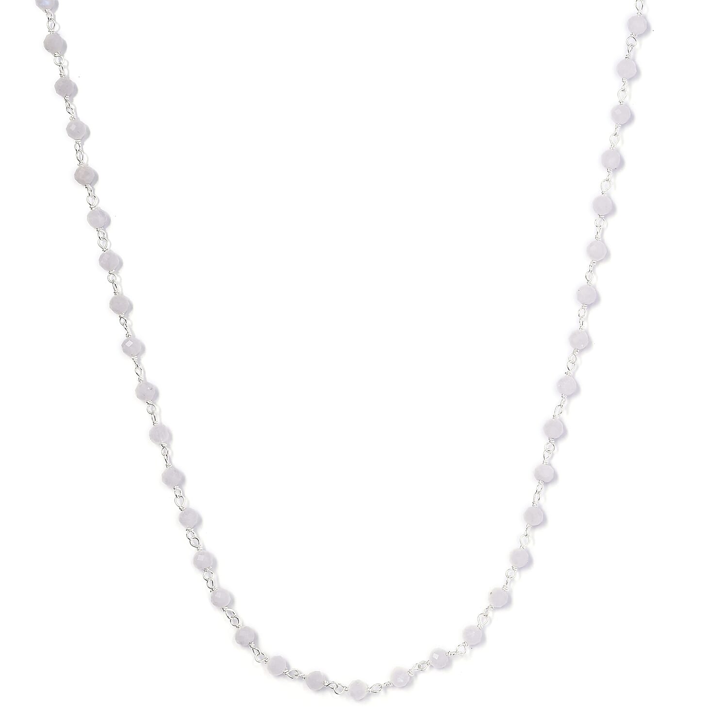 Ankur Treasure Chest Moonstone Beaded Necklace (20 Inches) in Platinum Over Sterling Silver 13.50 ctw