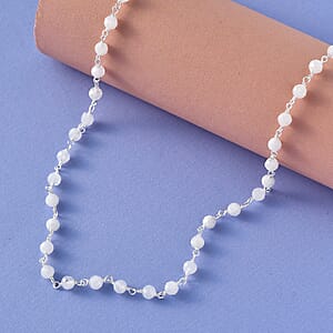 Ankur Treasure Chest Moonstone Beaded Necklace (20 Inches) in Platinum Over Sterling Silver 13.50 ctw