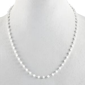 Ankur Treasure Chest Moonstone Beaded Necklace (20 Inches) in Platinum Over Sterling Silver 13.50 ctw