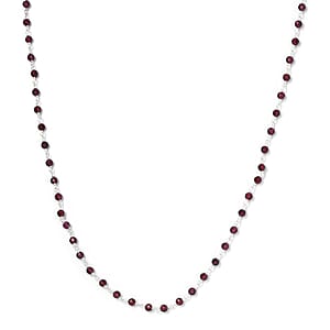 Ankur Treasure Chest Orissa Rhodolite Garnet Beaded Necklace 20 Inches in Platinum Over Sterling Silver 14.20 ctw