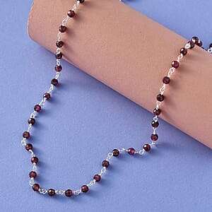 Ankur Treasure Chest Orissa Rhodolite Garnet Beaded Necklace 20 Inches in Platinum Over Sterling Silver 14.20 ctw