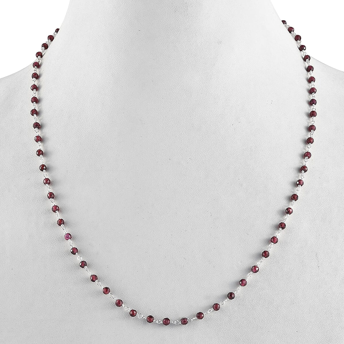 Ankur Treasure Chest Orissa Rhodolite Garnet Beaded Necklace 20 Inches in Platinum Over Sterling Silver 14.20 ctw image number 2